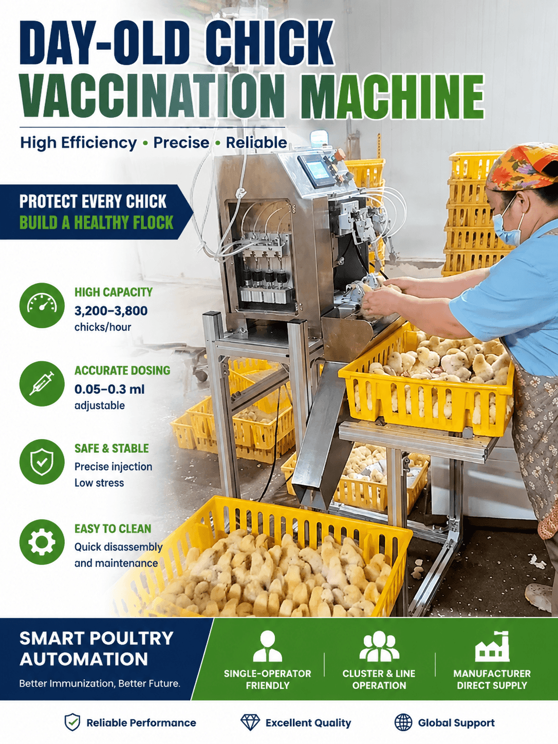 Fabricant de matériel de vaccination pour poussins : Suivez One Change